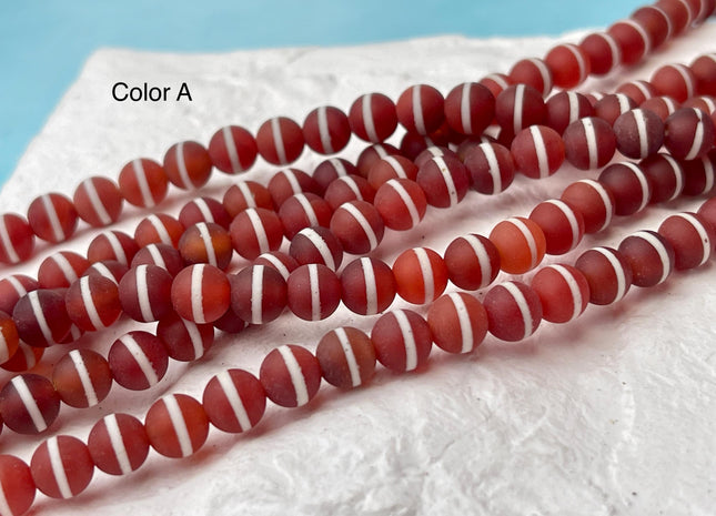 6mm AAA DZI Tibetan Agate Smooth Round Multi Orange White Gray Brown Color Agate High Quality Agate Gemstone Loose Beads #4493