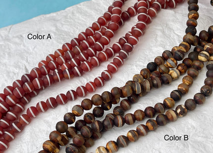 6mm AAA DZI Tibetan Agate Smooth Round Multi Orange White Gray Brown Color Agate High Quality Agate Gemstone Loose Beads #4493
