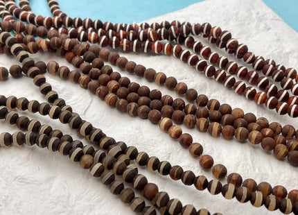 6mm AAA DZI Tibetan Agate Smooth Round Multi Orange White Gray Brown Color Agate High Quality Agate Gemstone Loose Beads #4493