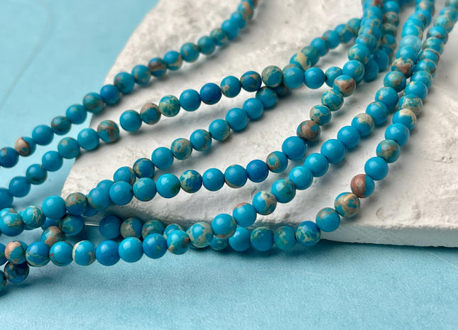 4mm 6mm 8mm 10mm Smooth Round Impression Jasper Gemstone Beads Snake Skin Blue Color Jasper Loose Beads 15.5 Inches #4495