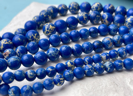 4mm 6mm 8mm 10mm Smooth Round Impression Jasper Gemstone Beads Snake Skin Blue Color Jasper Loose Beads 15.5 Inches #4496
