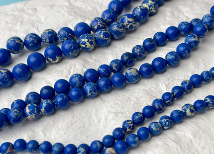 4mm 6mm 8mm 10mm Smooth Round Impression Jasper Gemstone Beads Snake Skin Blue Color Jasper Loose Beads 15.5 Inches #4496