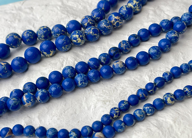 4mm 6mm 8mm 10mm Smooth Round Impression Jasper Gemstone Beads Snake Skin Blue Color Jasper Loose Beads 15.5 Inches #4496