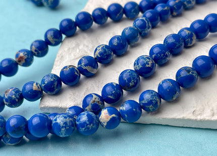 4mm 6mm 8mm 10mm Smooth Round Impression Jasper Gemstone Beads Snake Skin Blue Color Jasper Loose Beads 15.5 Inches #4496