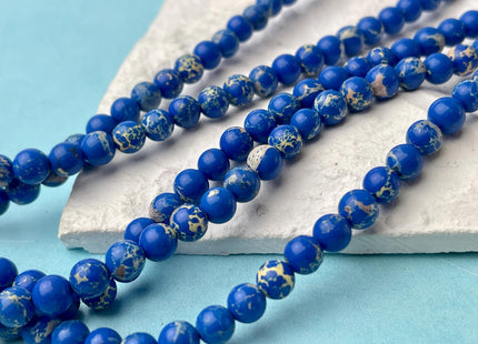 4mm 6mm 8mm 10mm Smooth Round Impression Jasper Gemstone Beads Snake Skin Blue Color Jasper Loose Beads 15.5 Inches #4496