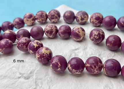 4mm 6mm 8mm 10mm Smooth Round Impression Jasper Gemstone Beads Snake Skin Purple Color Jasper Loose Beads 15.5 Inches #4494