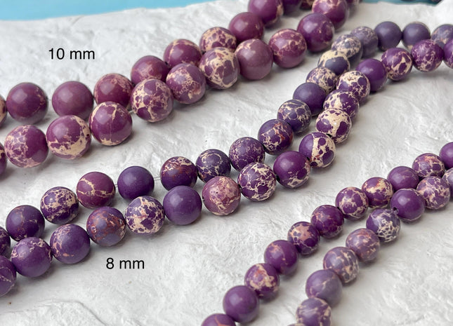 4mm 6mm 8mm 10mm Smooth Round Impression Jasper Gemstone Beads Snake Skin Purple Color Jasper Loose Beads 15.5 Inches #4494