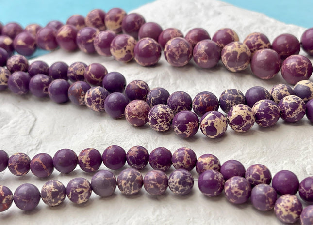 4mm 6mm 8mm 10mm Smooth Round Impression Jasper Gemstone Beads Snake Skin Purple Color Jasper Loose Beads 15.5 Inches #4494
