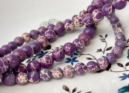 4mm 6mm 8mm 10mm Smooth Round Impression Jasper Gemstone Beads Snake Skin Purple Color Jasper Loose Beads 15.5 Inches #4494