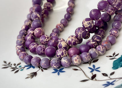 4mm 6mm 8mm 10mm Smooth Round Impression Jasper Gemstone Beads Snake Skin Purple Color Jasper Loose Beads 15.5 Inches #4494