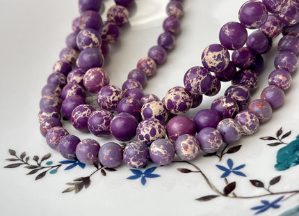4mm 6mm 8mm 10mm Smooth Round Impression Jasper Gemstone Beads Snake Skin Purple Color Jasper Loose Beads 15.5 Inches #4494
