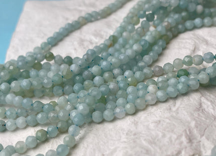 3.5mm 4.5mm 6.5mm AAA Faceted Round Natural Amazonite Gemstone Beads Natural Blue Green Color Tiny Amazonite Beads 15.5 Inches #4498