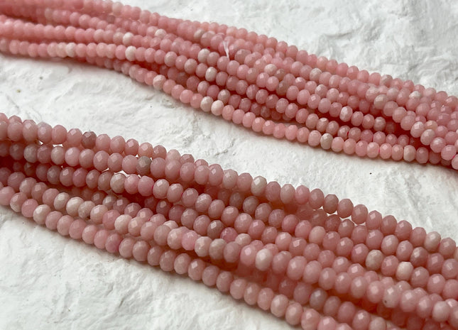 2x3mm 3x4mm Faceted Rondelle Tiny Pink Opal Gemstone Beads 15.5 Inches Strand #4499
