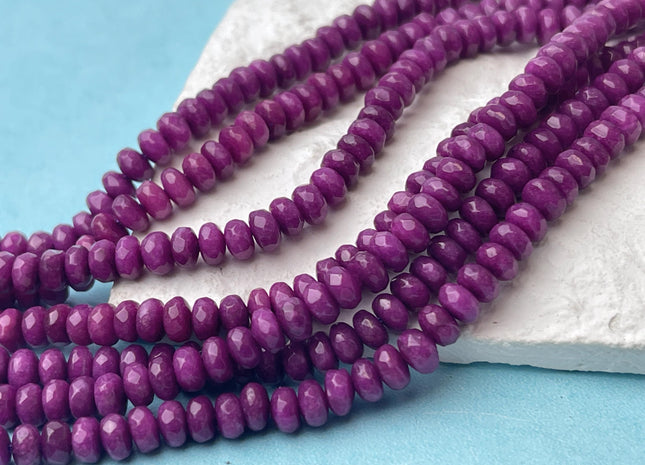 3x5 mm Faceted Rondelle Dark Purple Color Agate Gemstone Beads Genuine Agate Gemstone Loose Beads 15 Inches Strand #4500