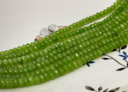 3x5 mm Faceted Rondelle Green Color Agate Gemstone Beads Genuine Agate Gemstone Loose Beads 15 Inches Strand #4501