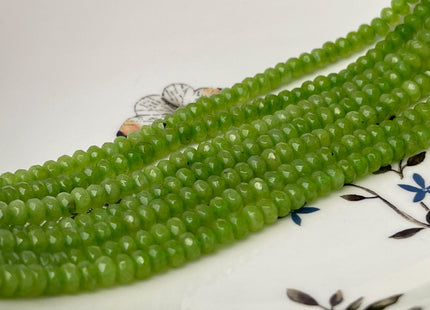 3x5 mm Faceted Rondelle Green Color Agate Gemstone Beads Genuine Agate Gemstone Loose Beads 15 Inches Strand #4501