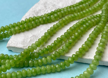 3x5 mm Faceted Rondelle Green Color Agate Gemstone Beads Genuine Agate Gemstone Loose Beads 15 Inches Strand #4501