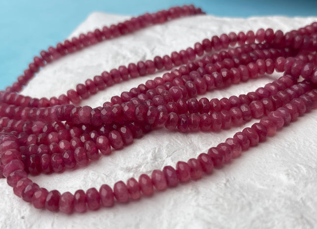 3x5 mm Faceted Rondelle Cranberry Pink Purple Color Agate Gemstone Beads Genuine Agate Gemstone Loose Beads 15 Inches Strand #4502