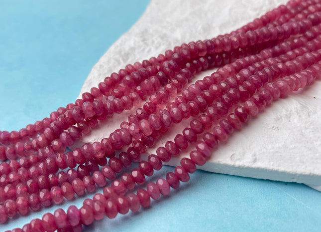 3x5 mm Faceted Rondelle Cranberry Pink Purple Color Agate Gemstone Beads Genuine Agate Gemstone Loose Beads 15 Inches Strand #4502