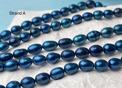 5x7 mm 6x8 mm AA Prussian Blue Color Freshwater Pearls Rice/Oval Shape Pearl Beads Genuine Large Freshwater Pearls #P2605