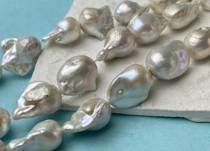15-18x25 mm Natural White Jumbo Size Freshwater Baroque Pearl Beads Genuine Natural White Large Baroque Pearl 18 Beads #P2608
