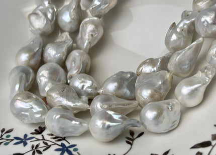 15-18x25 mm Natural White Jumbo Size Freshwater Baroque Pearl Beads Genuine Natural White Large Baroque Pearl 18 Beads #P2608