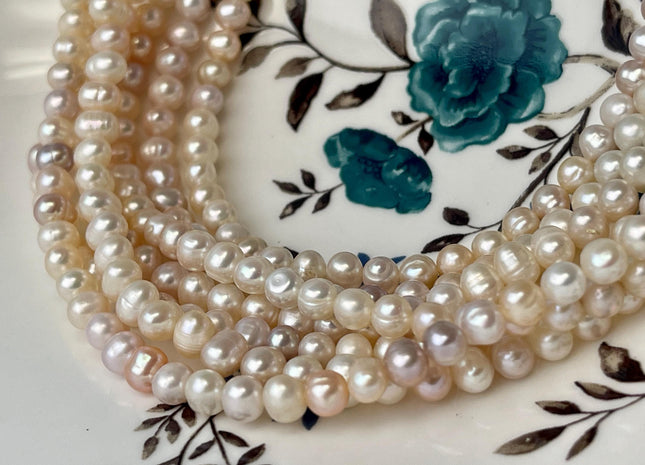 4.5-5 mm Mixed Natural White Pink Potato Freshwater Pearl Beads Genuine Freshwater Pearl #P2612