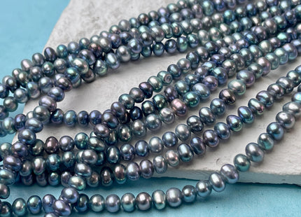 4-4.5 mm AA Blue Peacock Color Small Freshwater Potato Pearl Beads Genuine High Luster Small Potato Pearl #P2613