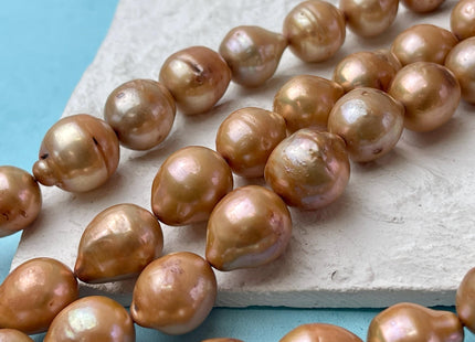 12-14x13-17 mm Orange Champagne Color Baroque Freshwater Pearl Beads Genuine Large Baroque Freshwater Pearls 26 Beads B Grade #P2614