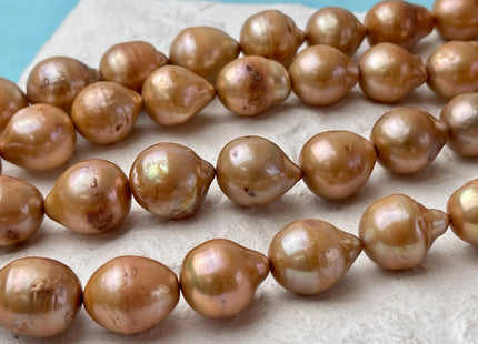 12-14x13-17 mm Orange Champagne Color Baroque Freshwater Pearl Beads Genuine Large Baroque Freshwater Pearls 26 Beads B Grade #P2614