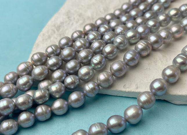 7-8 mm Gray Color High Luster Baroque Freshwater Pearls Beads Genuine Small Baroque Freshwater Pearls 45 Beads #P2616