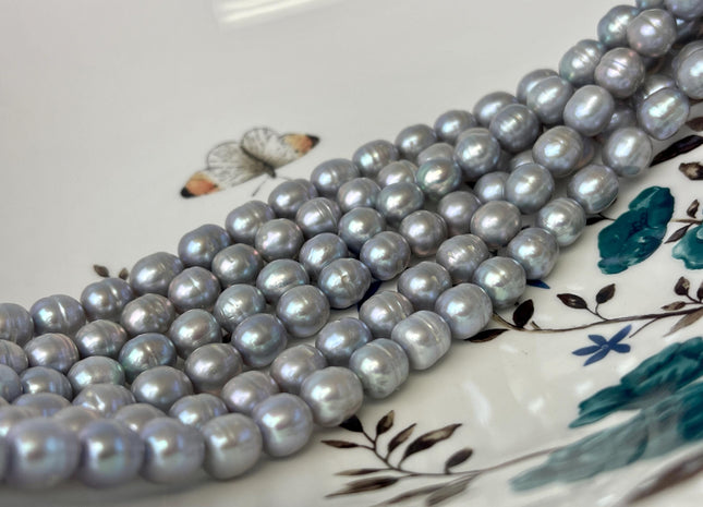 7-8 mm Gray Color High Luster Baroque Freshwater Pearls Beads Genuine Small Baroque Freshwater Pearls 45 Beads #P2616