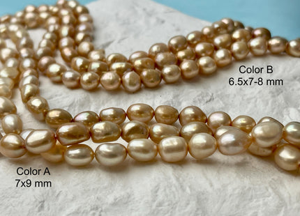 6x8 7x9 mm AAA High Luster Champagne Color Rice Nugget Freshwater Pearl Beads Genuine Freshwater Pearl #1507