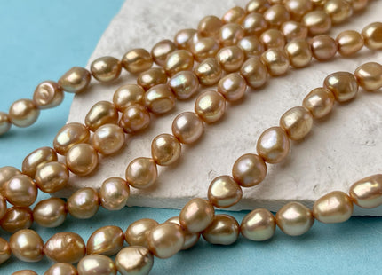 6x8 7x9 mm AAA High Luster Champagne Color Rice Nugget Freshwater Pearl Beads Genuine Freshwater Pearl #1507