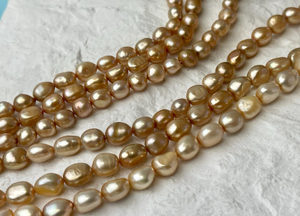 6x8 7x9 mm AAA High Luster Champagne Color Rice Nugget Freshwater Pearl Beads Genuine Freshwater Pearl #1507