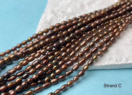 3-3.5x4-6 mm AAA Dark Brown Color Freshwater Rice/Oval Pearls Genuine High Luster Chocolate Brown Freshwater Tiny Rice Pearl Beads #P2621