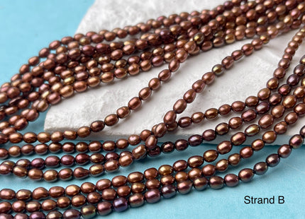 3-3.5x4-6 mm AAA Dark Brown Color Freshwater Rice/Oval Pearls Genuine High Luster Chocolate Brown Freshwater Tiny Rice Pearl Beads #P2621