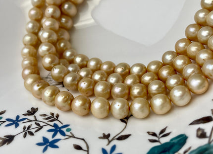 8-10 mm Champagne Color Semi-Round or Potato Freshwater Pearl Beads High Luster Genuine Champagne Color Potato Freshwater Pearls #P2623