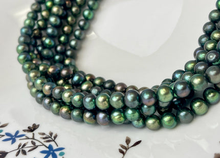 7 mm Dark Green Color Potato Freshwater Pearl Beads Genuine Green Color Freshwater Pearl Beads #P2626