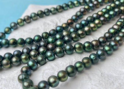 7 mm Dark Green Color Potato Freshwater Pearl Beads Genuine Green Color Freshwater Pearl Beads #P2626