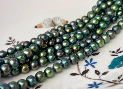 7 mm Dark Green Color Potato Freshwater Pearl Beads Genuine Green Color Freshwater Pearl Beads #P2626