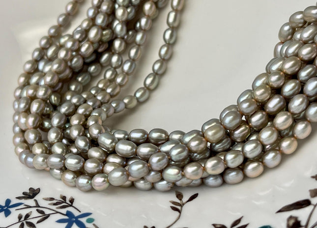 5x7 mm AAAA Greenish Champagne Color Rice/Oval Freshwater Pearl Beads Genuine Smooth And High Luster Freshwater Pearl #P2631
