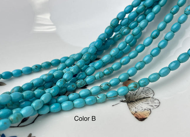 4x6 mm Smooth Barrel Shape Turquoise Beads Green Brown Color Gemstone Loose Beads #3800