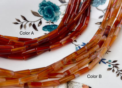 4x13-14 mm Tube Shape Natural Carneline Gemstone Beads 15.5 Inches Strand #4463