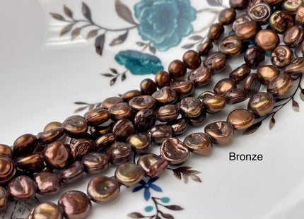 9-10x10-13mm Cornflakes Shape Keshi Freshwater Pearl Beads Green Copper & Dark Colors #802