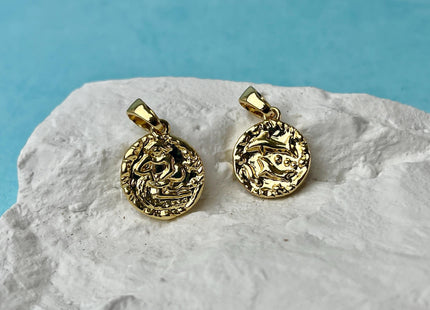 Zodiac Astrology Signs Charms for Necklace, 18K Gold Filled Charm Pendant, Unique Antique Charms for Jewelry Making, One Piece #CR0067