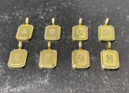 Alphabet Letters Design Charms for Necklace Jewelry Making, 18K Gold Filled Charm Pendant With CZ Crystals, One Piece #CR0068