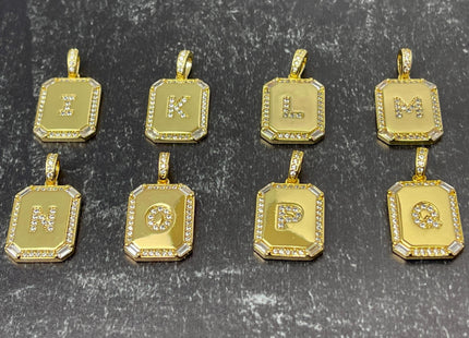 Alphabet Letters Design Charms for Necklace Jewelry Making, 18K Gold Filled Charm Pendant With CZ Crystals, One Piece #CR0068