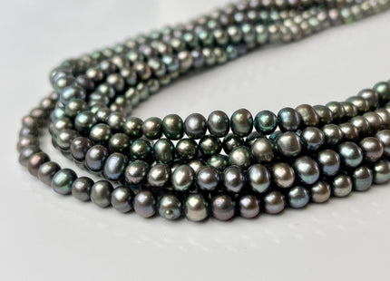 4-5 mm AAA Grayish Green Color Small Freshwater Potato Pearl Beads Genuine Small Potato Pearls 82 Beads #P2557