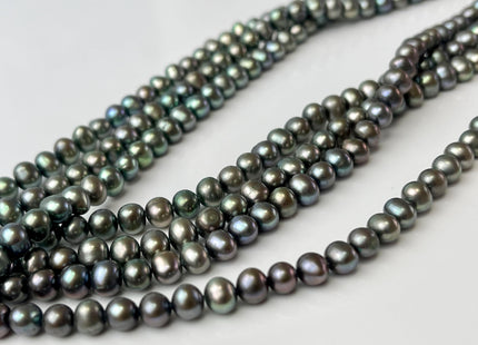 4-5 mm AAA Grayish Green Color Small Freshwater Potato Pearl Beads Genuine Small Potato Pearls 82 Beads #P2557